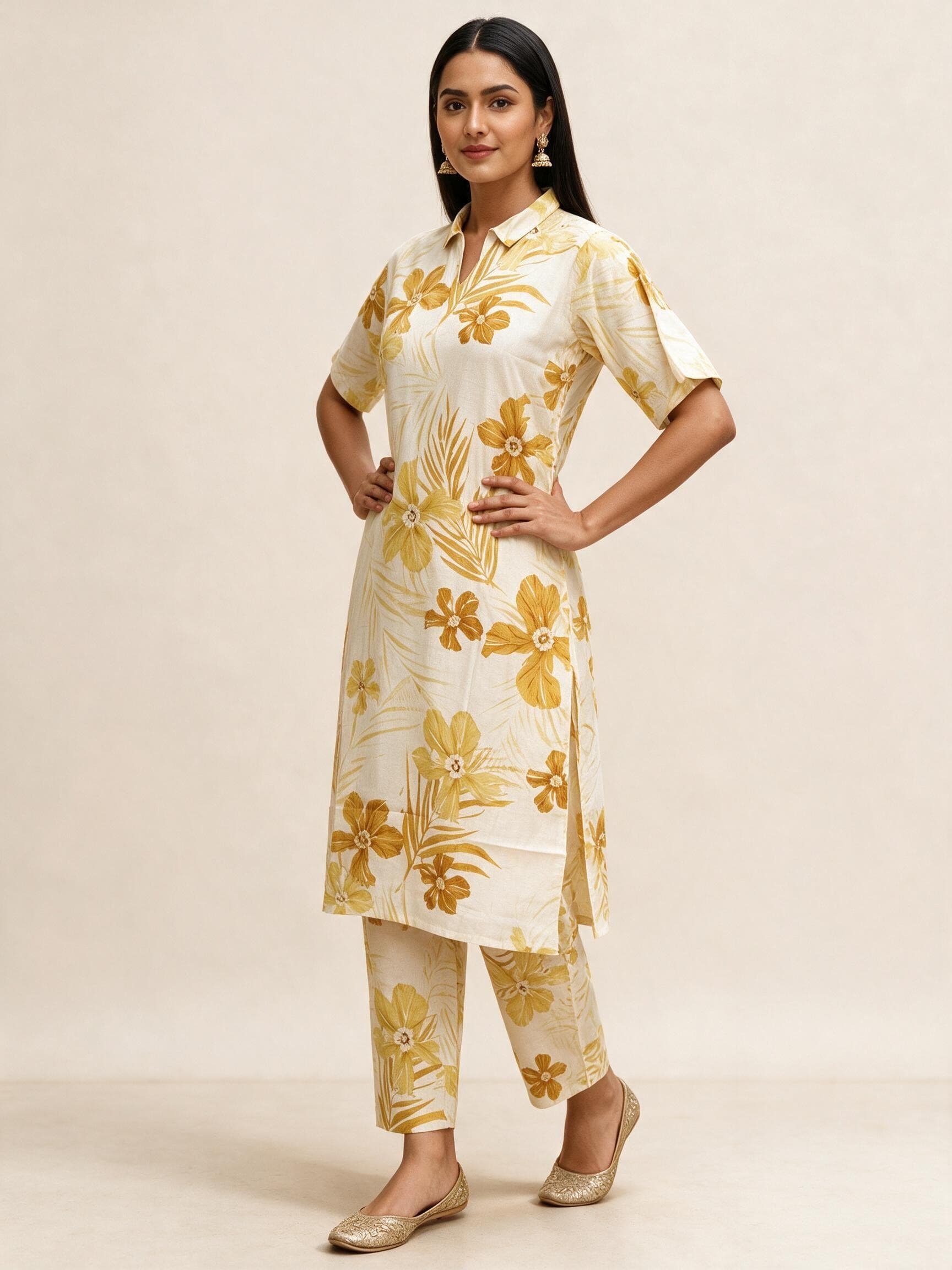 Tropical Floral Collared Co-ord Set