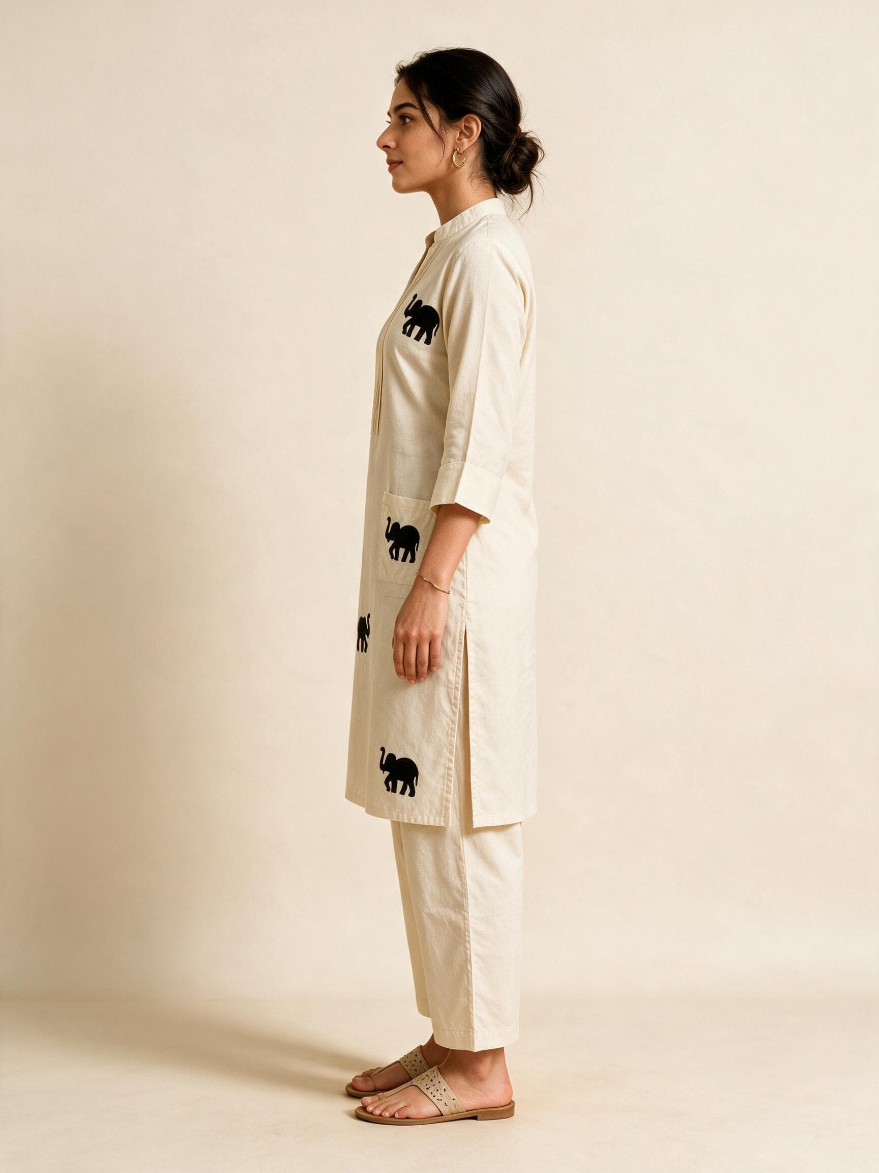 Elephant Motif Patch Pocket Co-ord Set