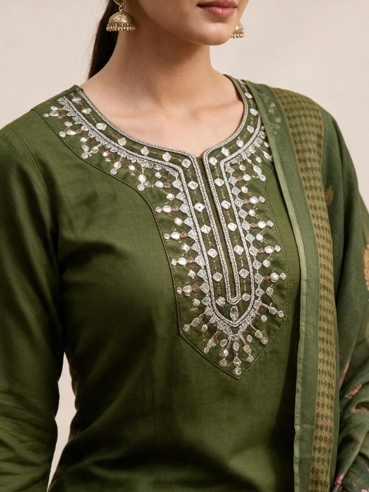Embroidered Kurta Set with Floral Dupatta