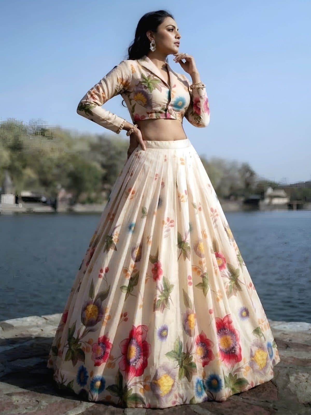 Floral Silk Blend Lehenga Choli Full Stitched