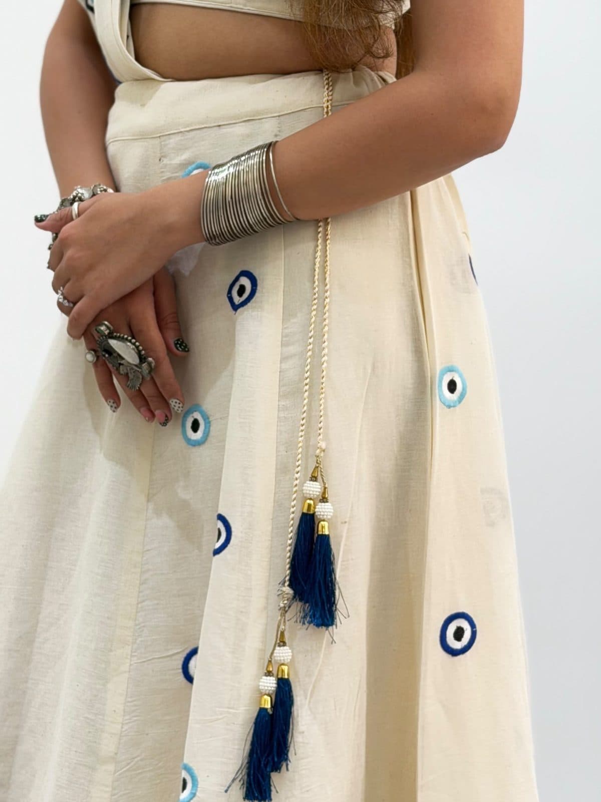 Off-White Evil Eye Motif Lehenga Set